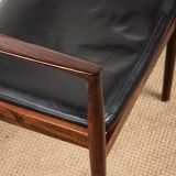 Danish Rosewood and Leather Office Chair by Erik Worts 1960.