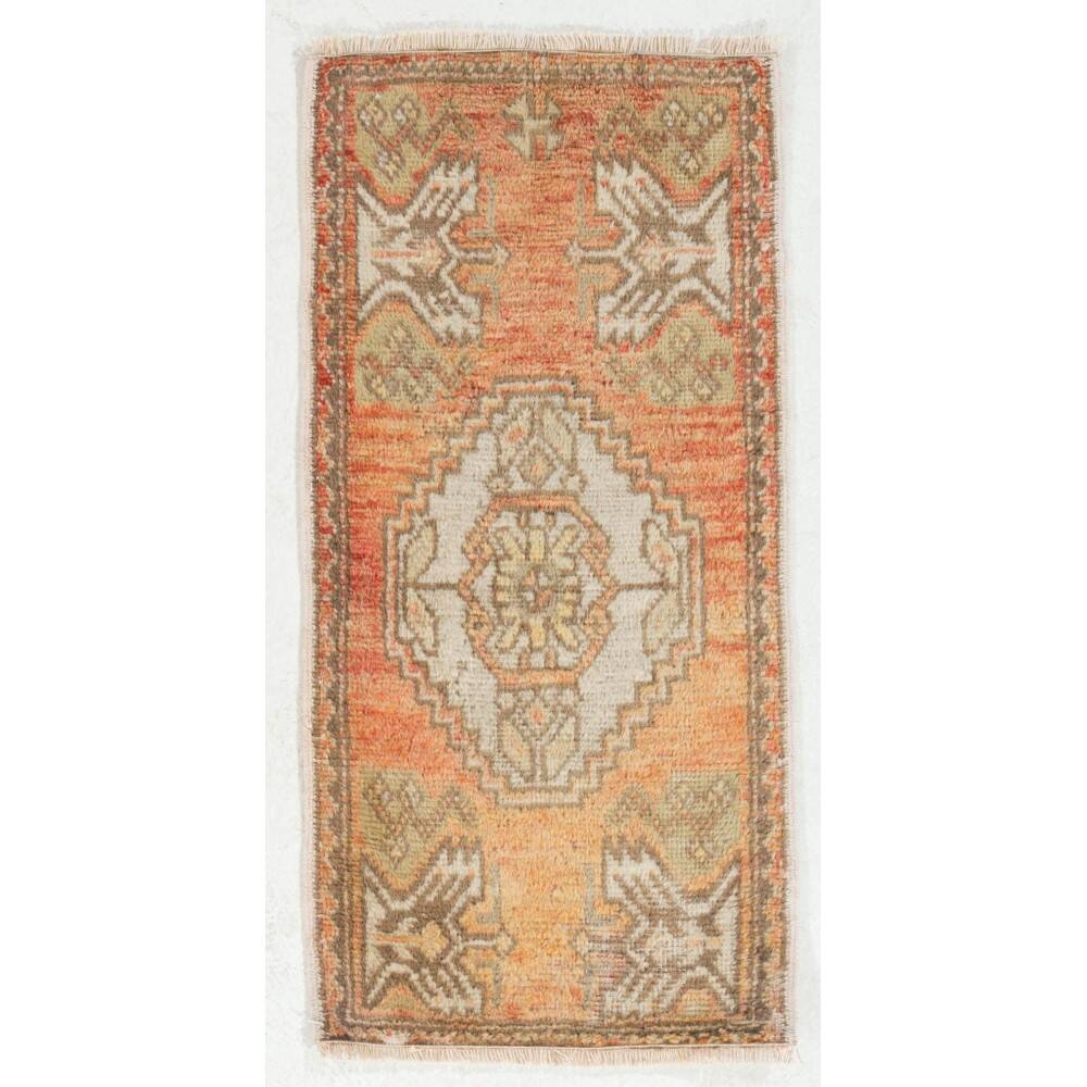 Hand-knotted Small Rug. Vintage Door Mat. Turkish Wool Seat Cover. Entryway Mat. Kitchen Rug