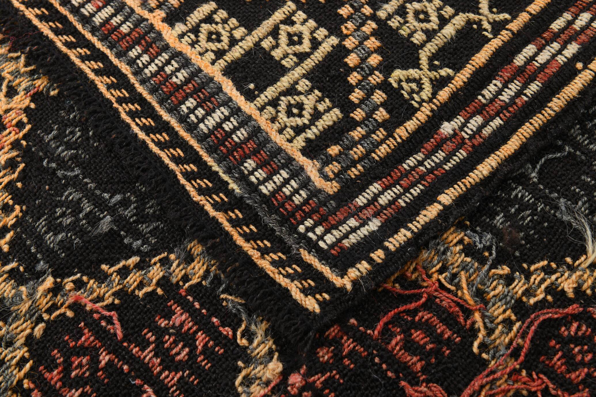 6x9 Pale Red & Yellow Geoemtric Kilim Rug, Handwoven Wool Antique Carpet