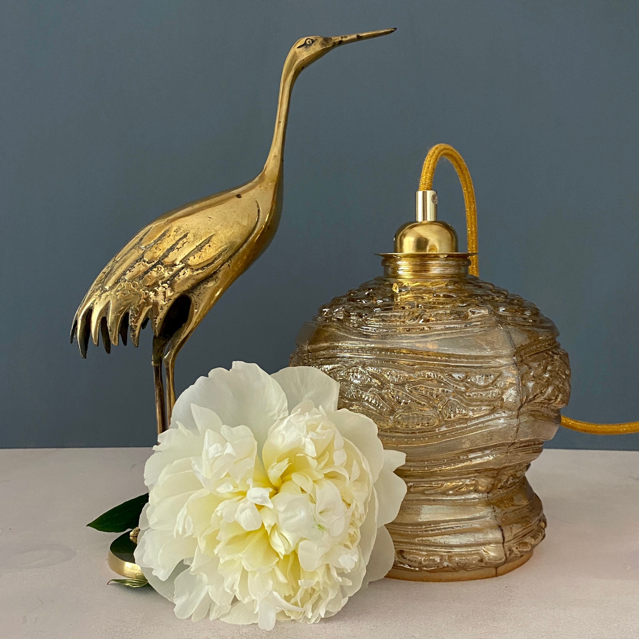 Vintage amber glass globe player