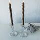 Pair of glass candle holders