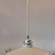 White scalloped opaline hanging and chrome metal sleeve
