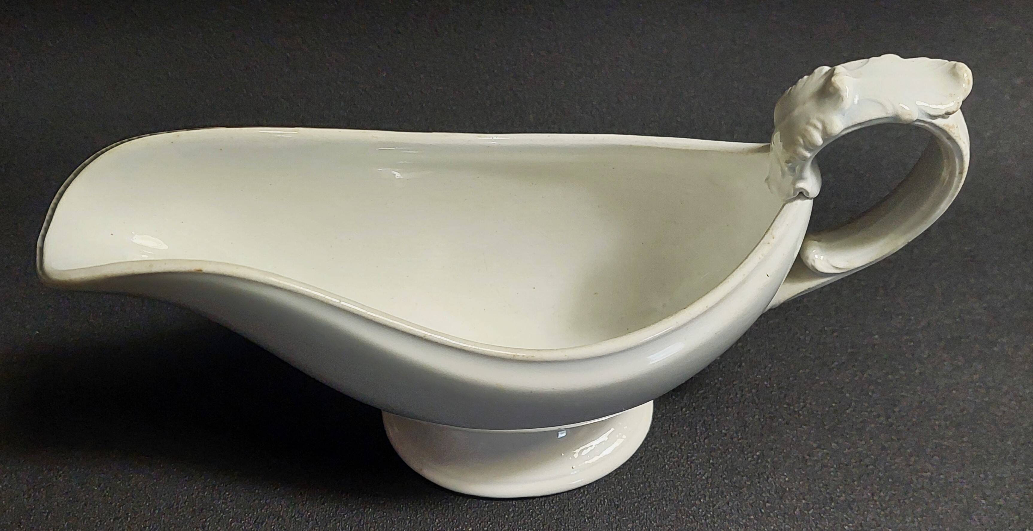 White iron earth sauce boat from Creil and Montereau, late 19th century