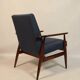 Vintage armchair natural wool blue marin modern design by H.Lis