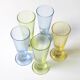 Set of 5 Colorful Yellow, Green and Blue Water Tumblers / Turkey / 2000s