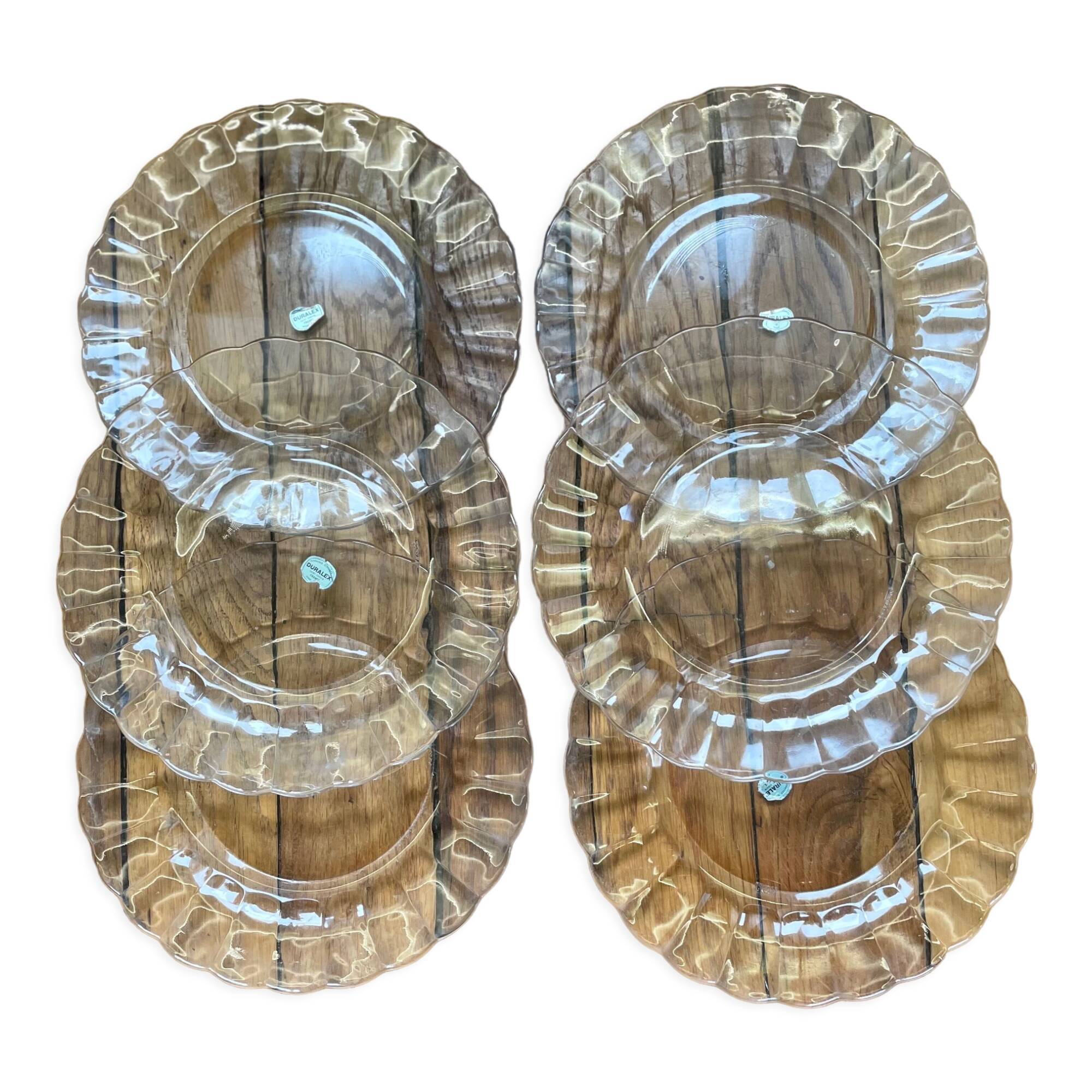 Set of 6 flat plates Duralex Marguerite Vintage