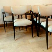 Suite of eight design chairs from the 60s in 10th century blackened wood