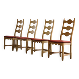 Vintage 1960s Danish Brutalist Ladderback Light Oak Chairs style of Kjærnulf