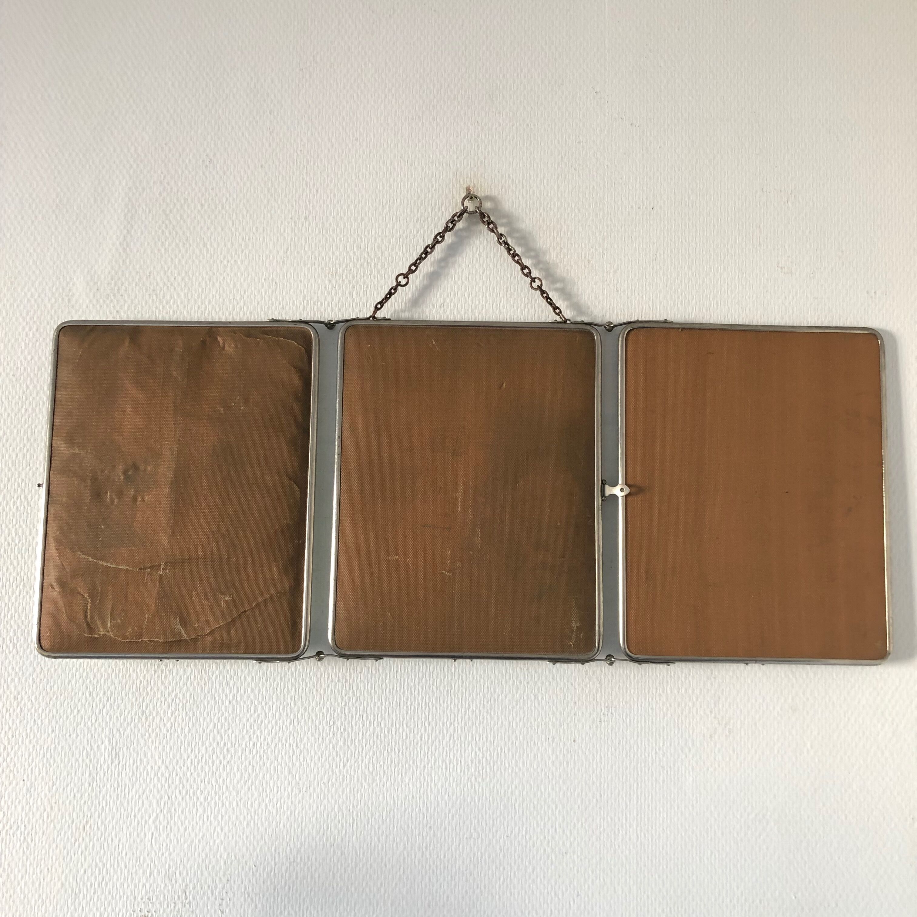 Mirror triptych Barber nickeled vintage 1930 31x77cm