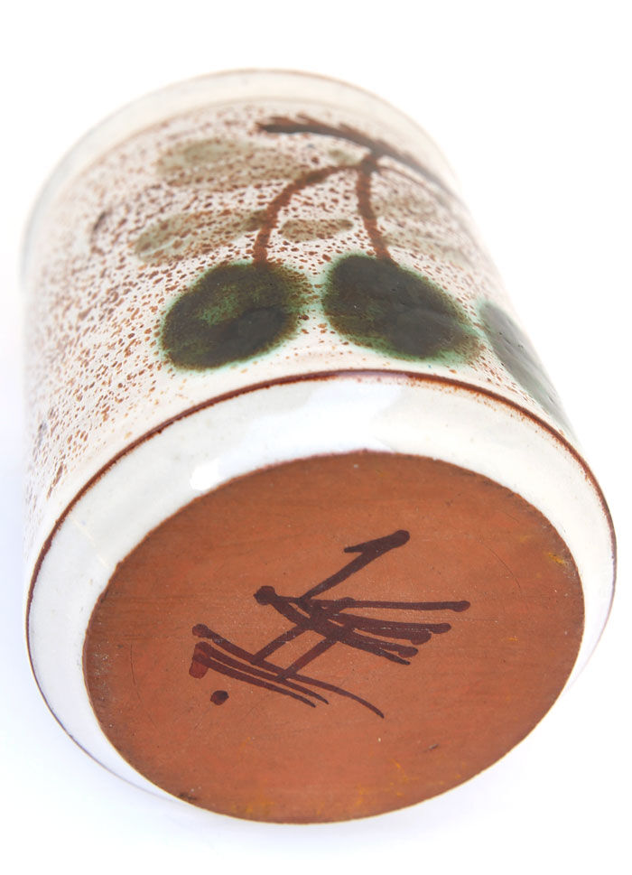 Ceramic pot and cherries by Michel Barbier, Vallauris