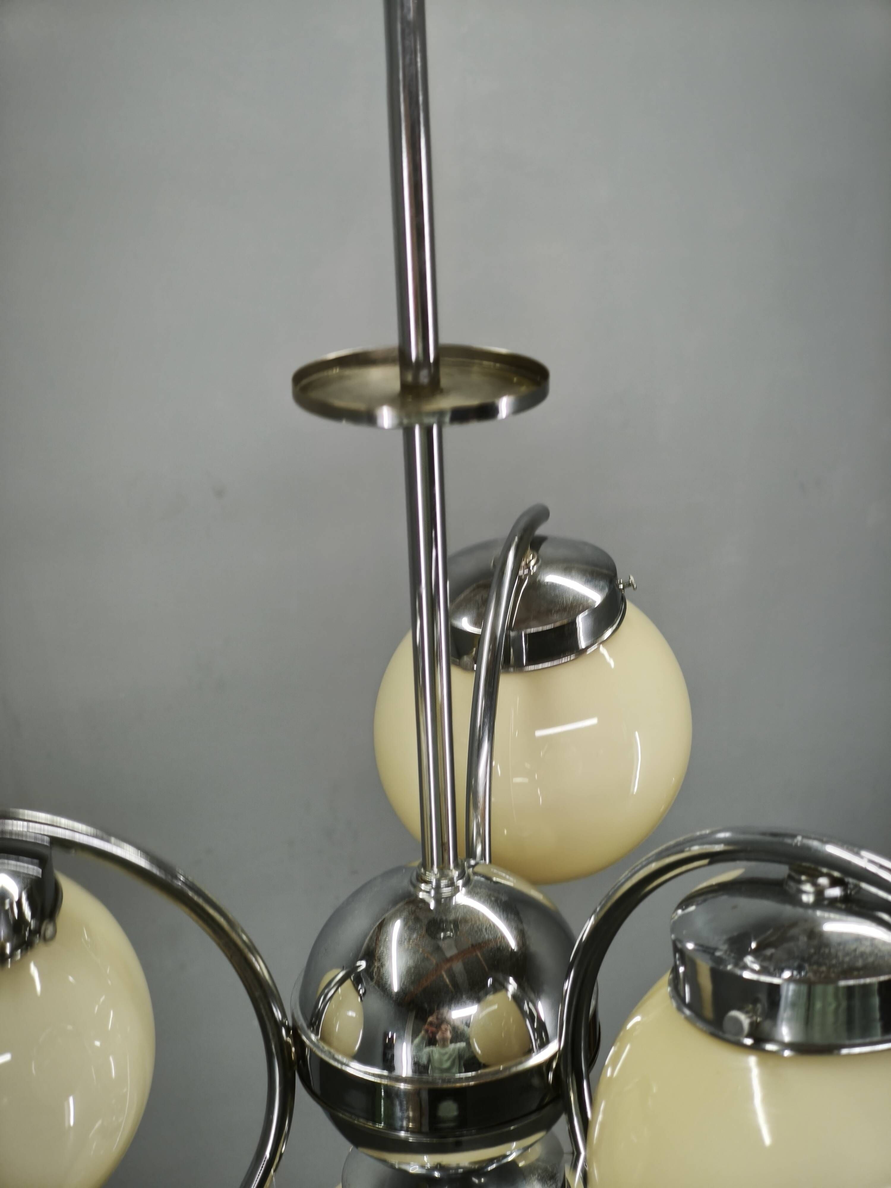 Art Deco Champagne Glass Chandelier, Czechoslovakia 1930s