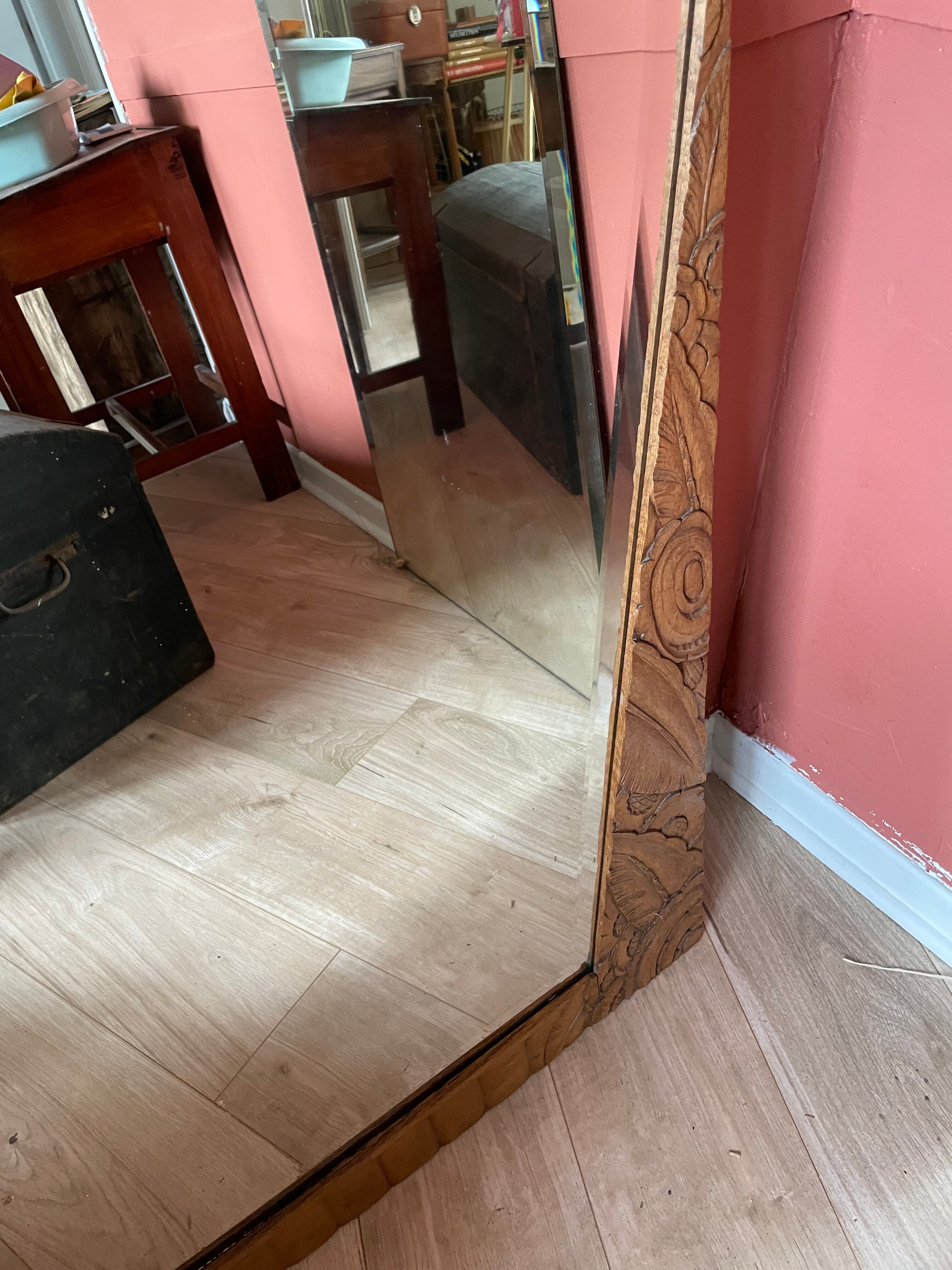 Wood beveled mirror