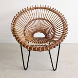 French Rattan Lounge Chair 1960s