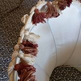 Vintage XXL pagoda lampshade with ecru fabric headband and fringes