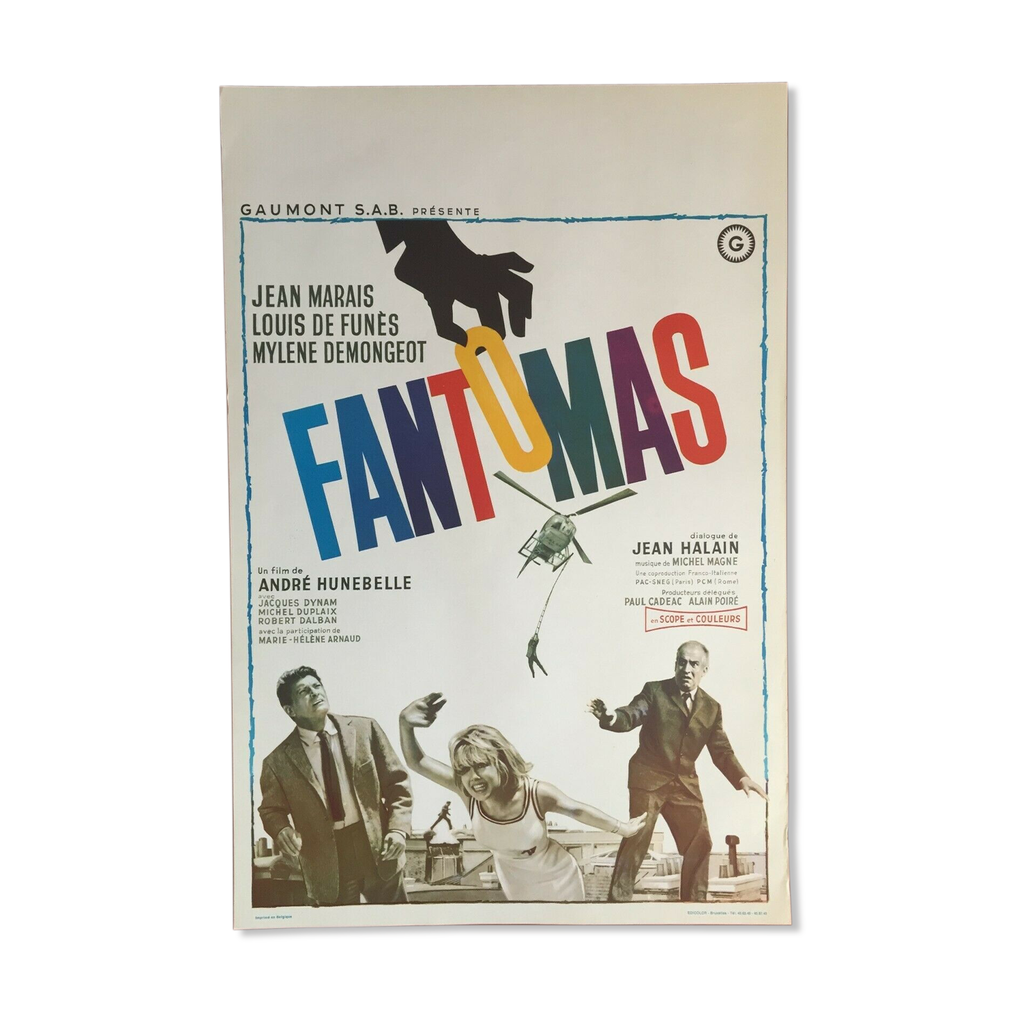 Movie poster "Fantomas" Louis de Funes 37x55cm 1964