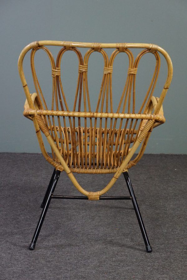 Fauteuil en rotin Dutch Design 1960
