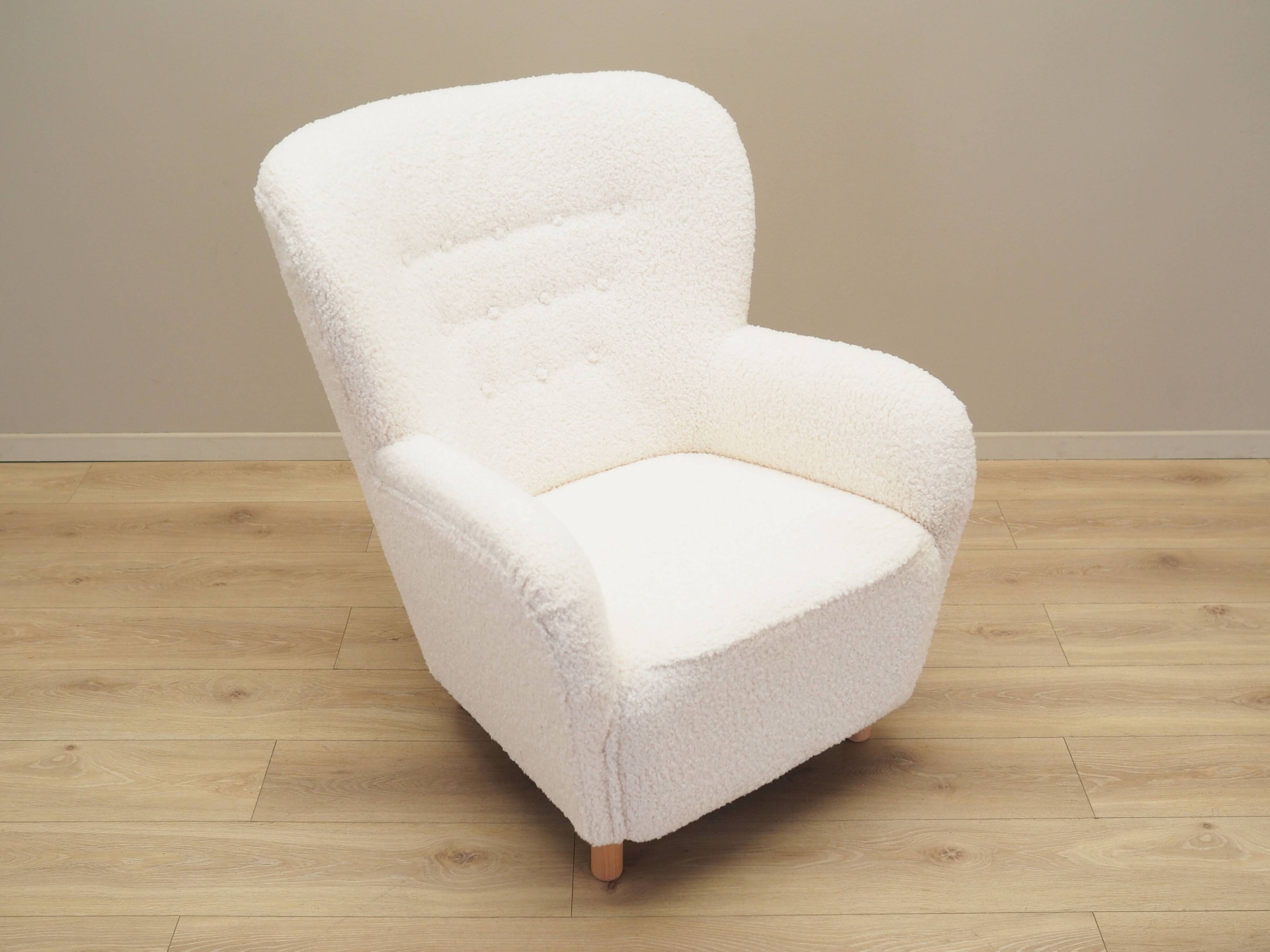 White armchair, Scandinavian design, production: Denmark