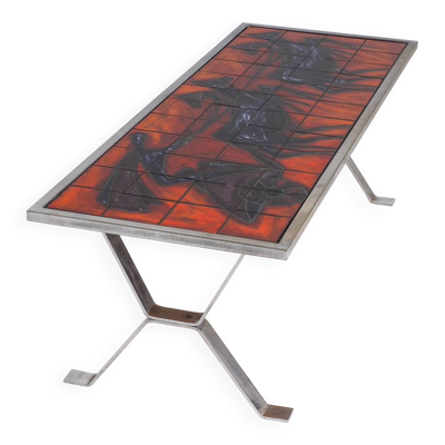 Table basse carrelée moderne du milieu du siècle par Bayer