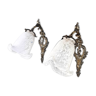 Pair of large Art Deco wall lights