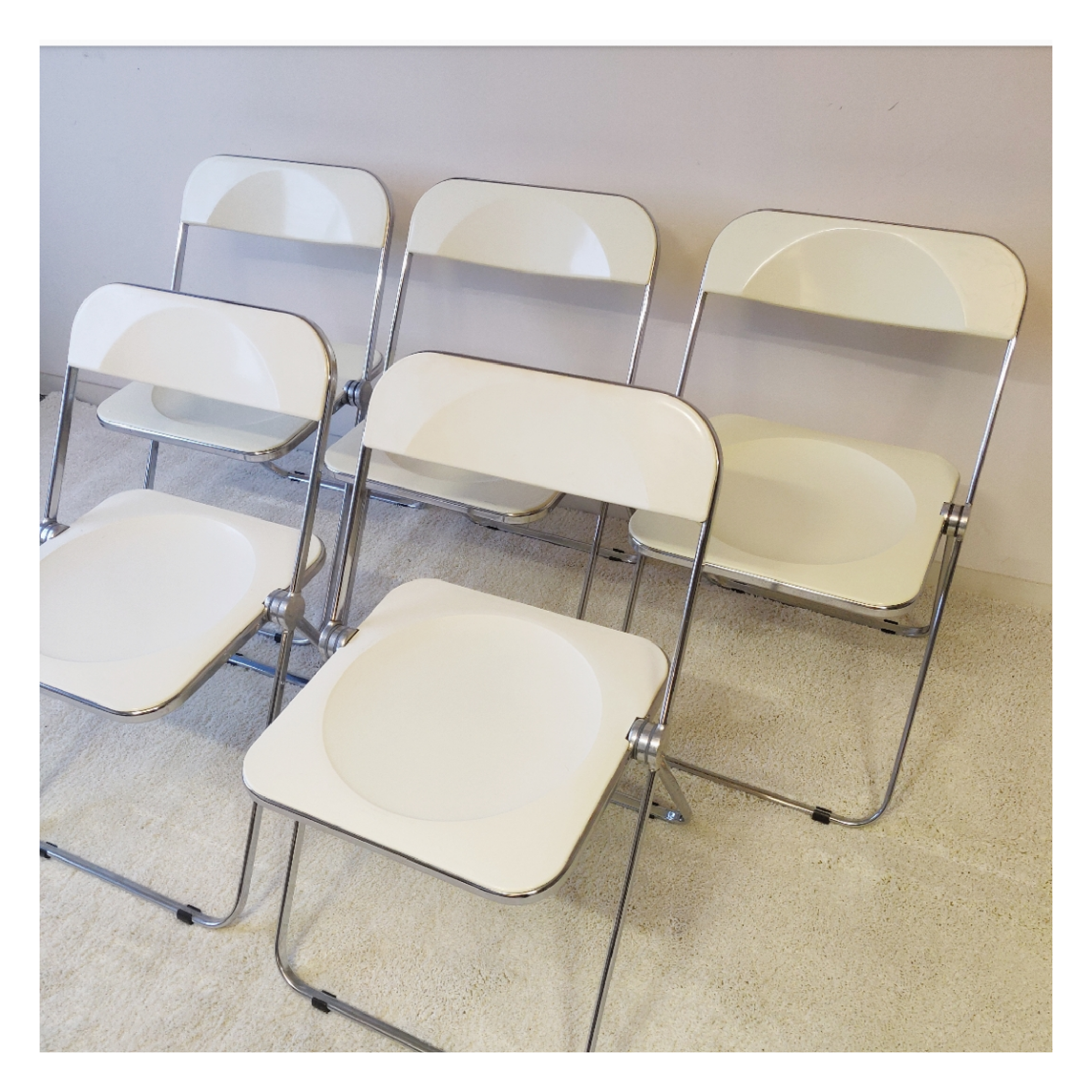 Ensemble de 5 chaises Plia par Giancarlo Piretti pour Castelli
