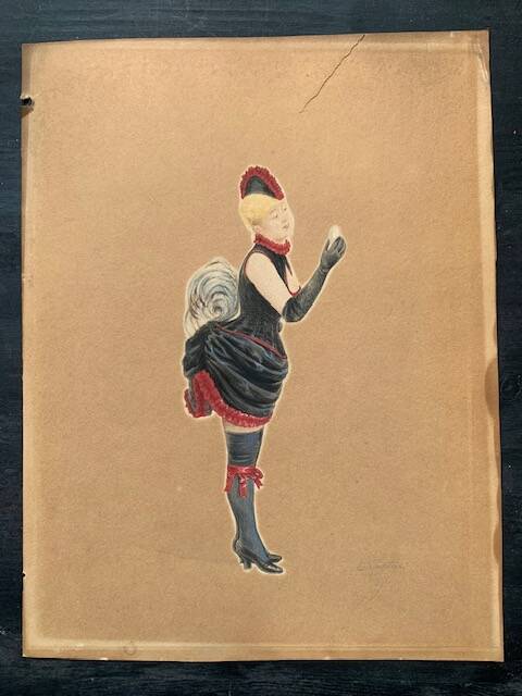 Dessin aquarelle Belle époque, signé P.Cartier, 1867