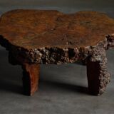 Table basse en bois de burl organique, France, années 1950