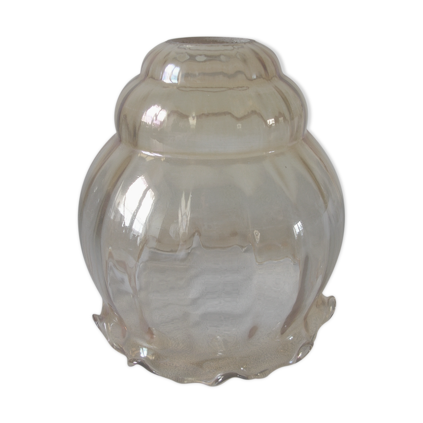 Old lampshade globe chandelier glass tulip slightly amber 19 cm