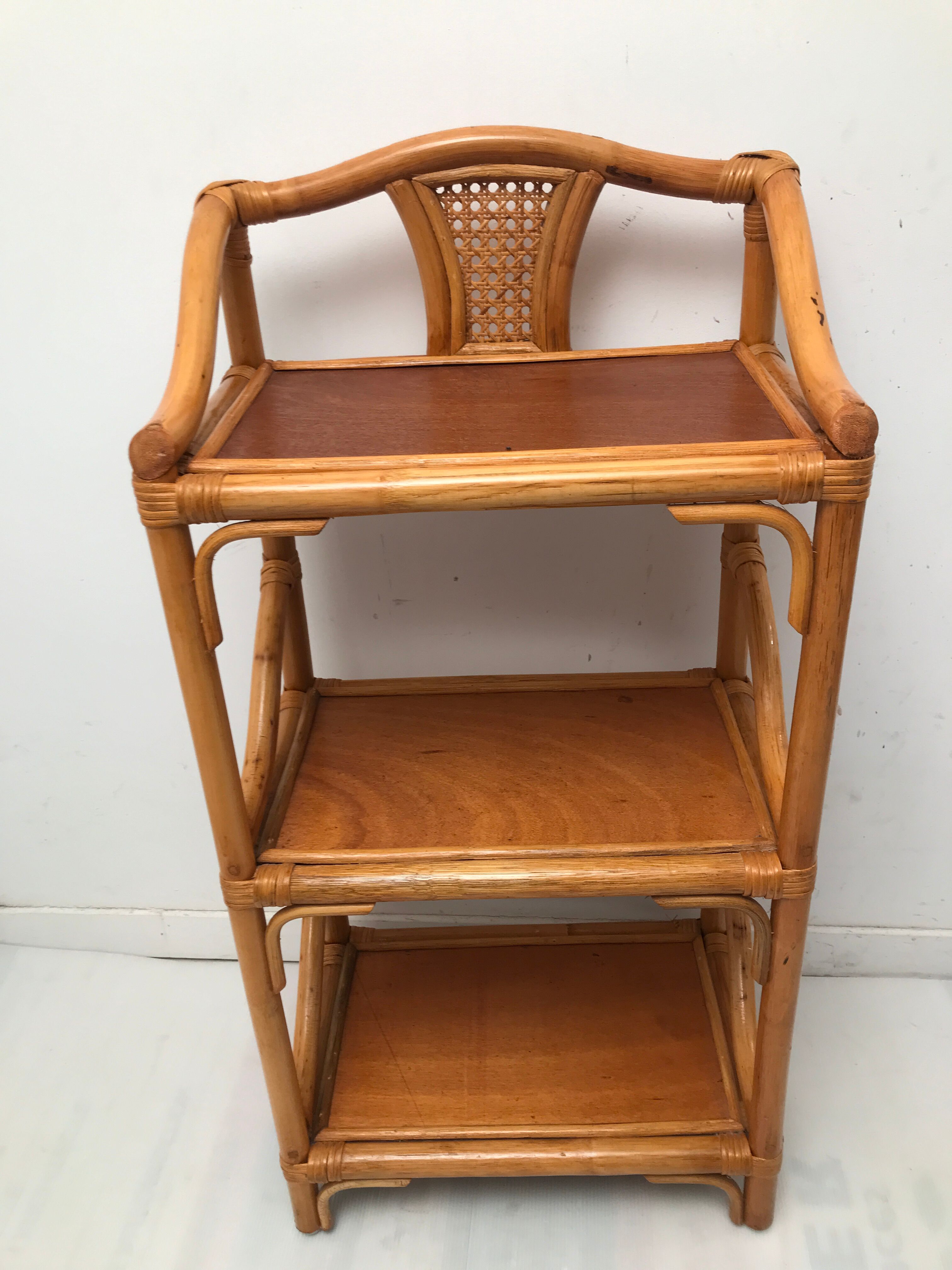 Etagère en bambou 3 niveaux vintage