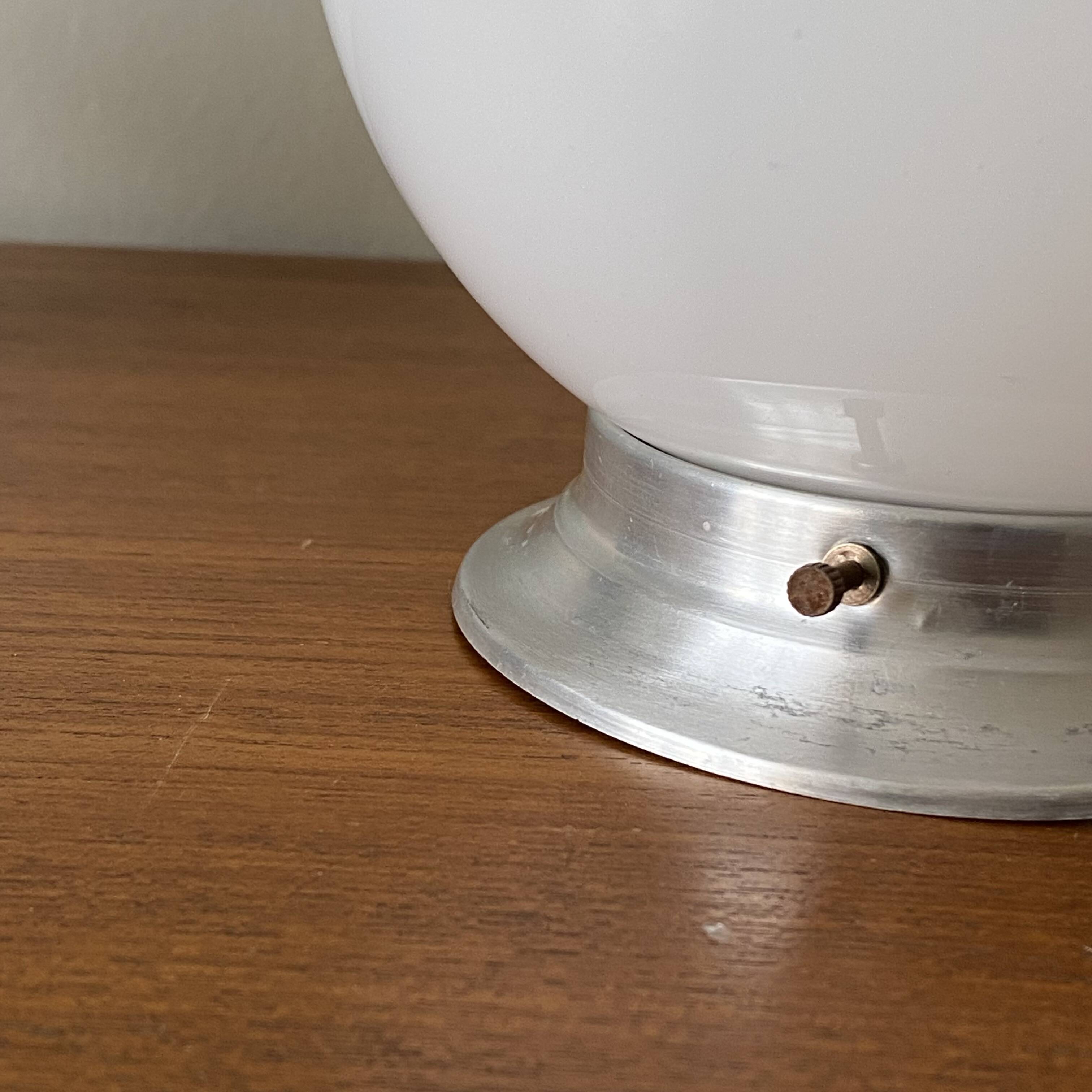 White opal glass globe ceiling light 15 cm wall lamp with aluminium base