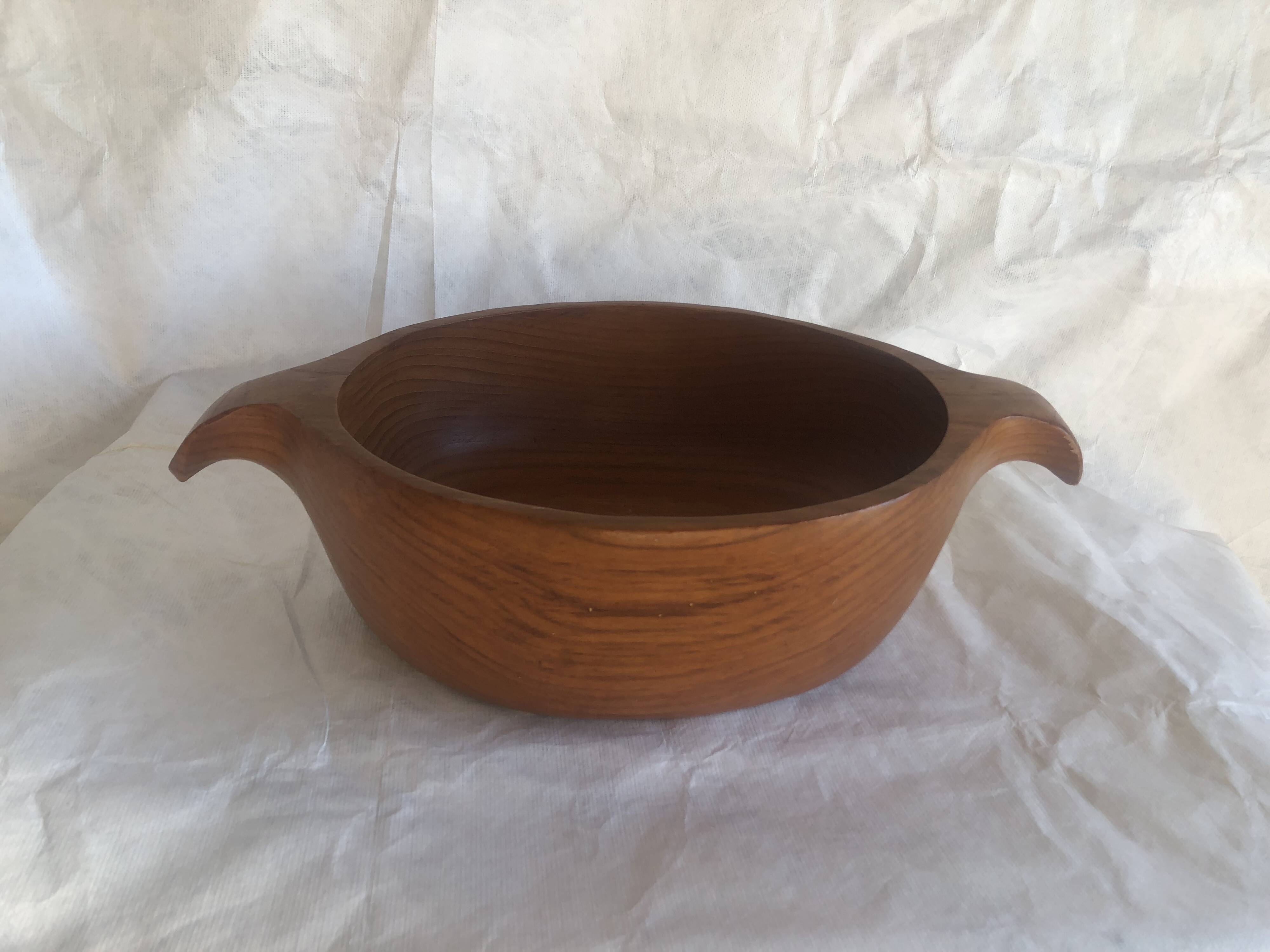 Saladier vintage en teck design scandinave