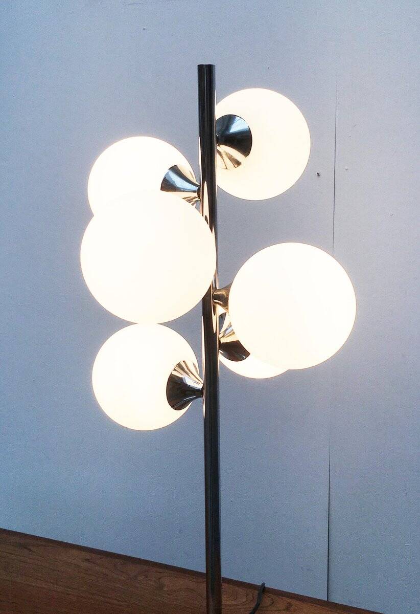 Vintage space table lamp, glass and metal, 1970s