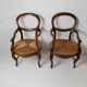 Vintage set of 2 Louis-Philippe armchairs from the 19th century, cherry wood chairs, hand-woven straw seats, antique Italian seat, elegant gift.