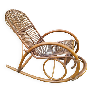 Rocking-chair vintage - rotin