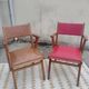 Set 7 chaises et 2 fauteuils bridge vintage chêne+simili