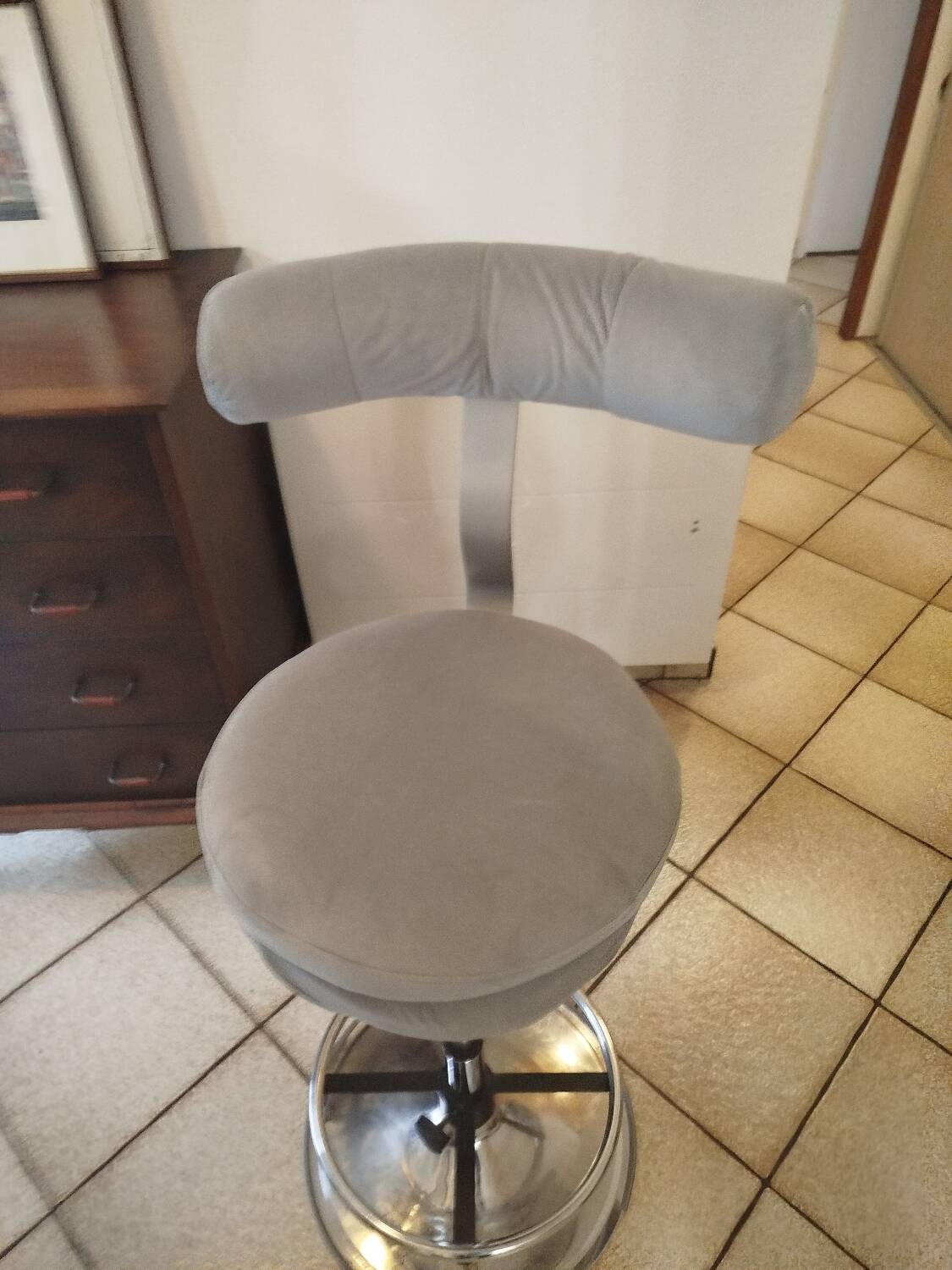 Space Age stool reupholstered, 70s-80s.