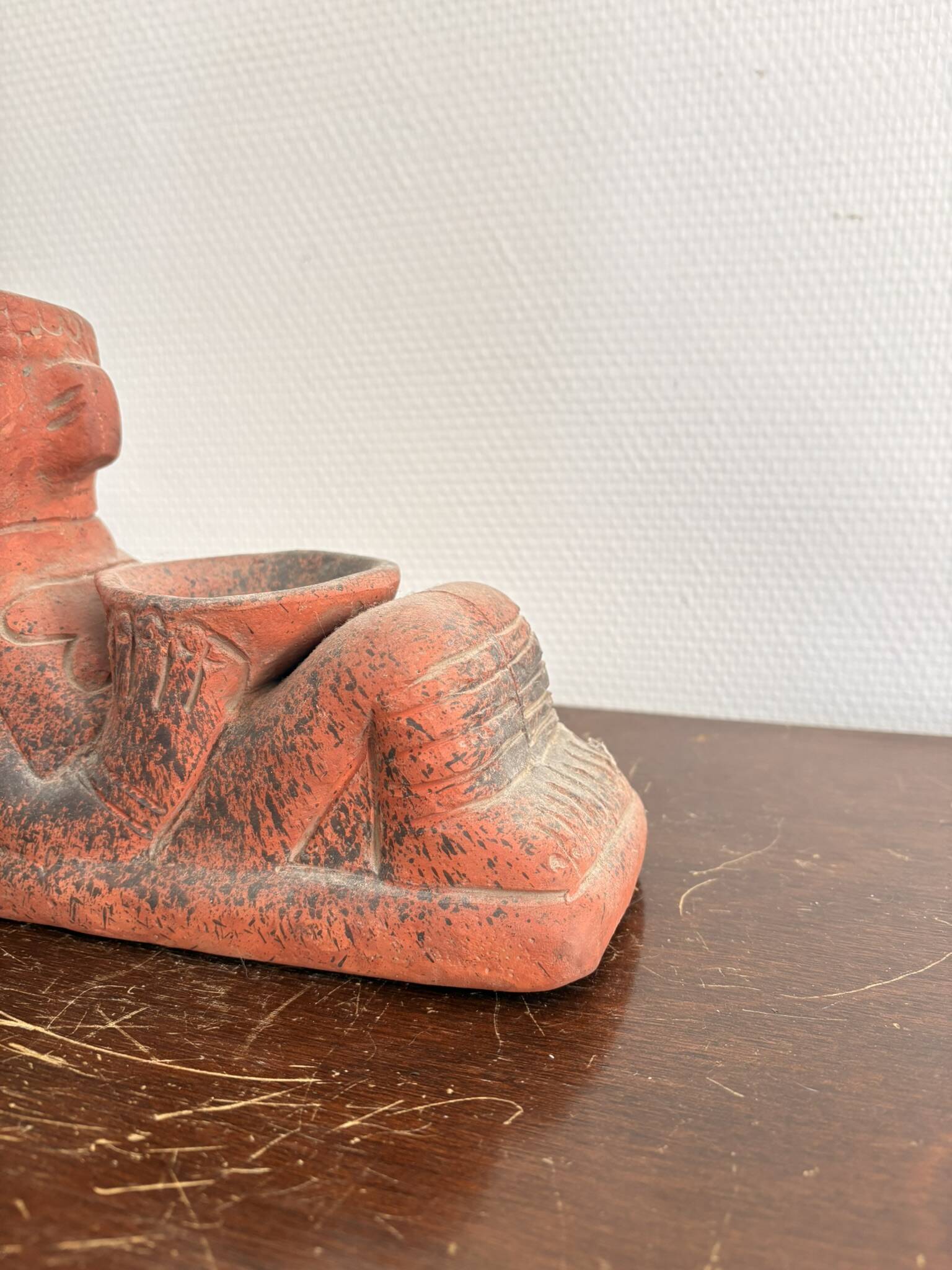 Ancient Chac Mool Sculpture Pre-Columbian Maya Toltec Terracotta Pottery