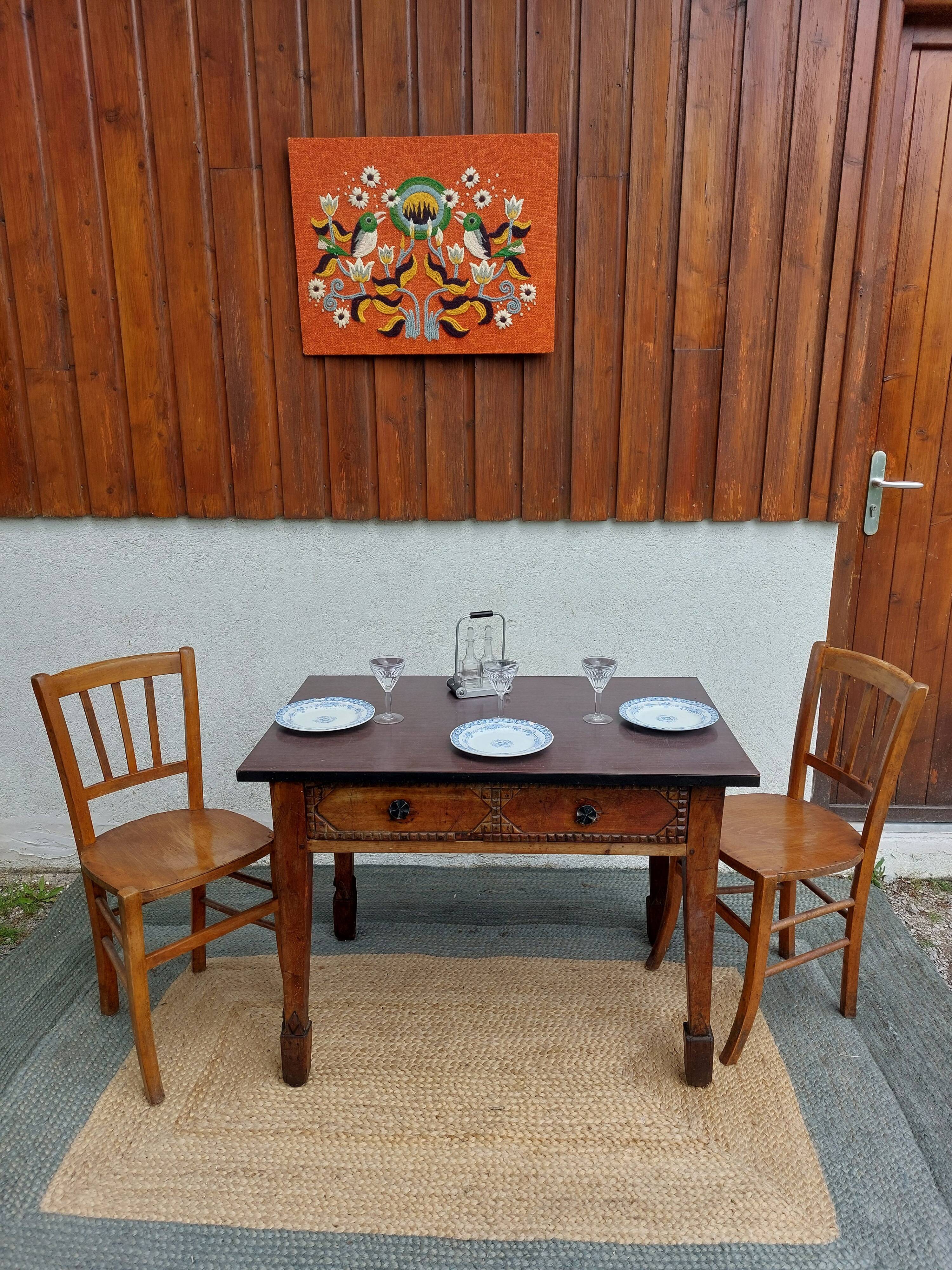 brutalist wooden table