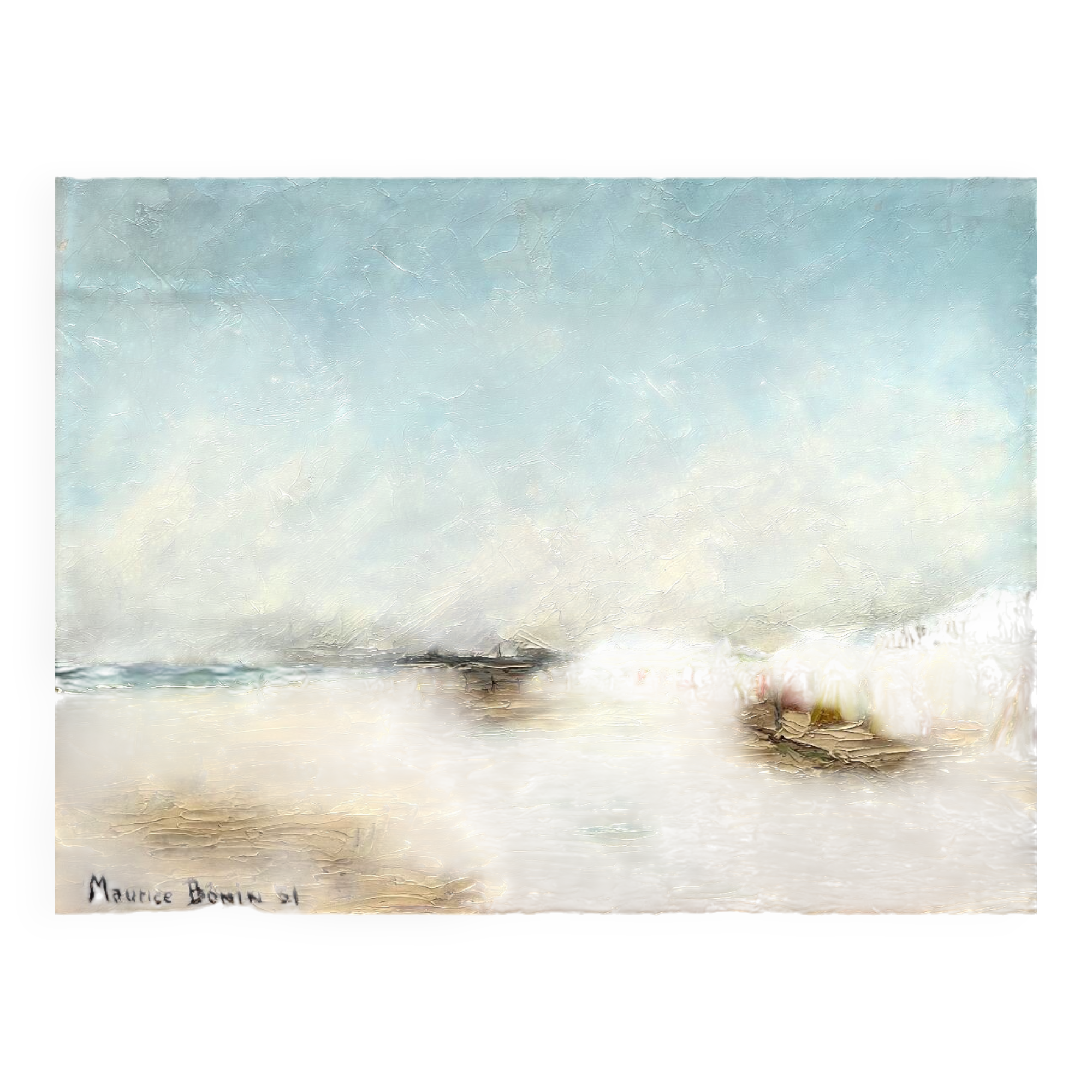 Maurice Bonin. Seaside 1951. Oil on panel 35 x 27cm