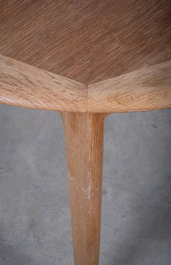 Round Oak Dining Table attributed to Svend Aage Madsen for K. Knudsen, Denmark, 1960s