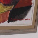 Original mid-century Swedish oil on canvas – “Kubisk Jug and Fruit” by Bror Göransson – vintage & framed – 75 × 58 cm (29.5" × 22.8")