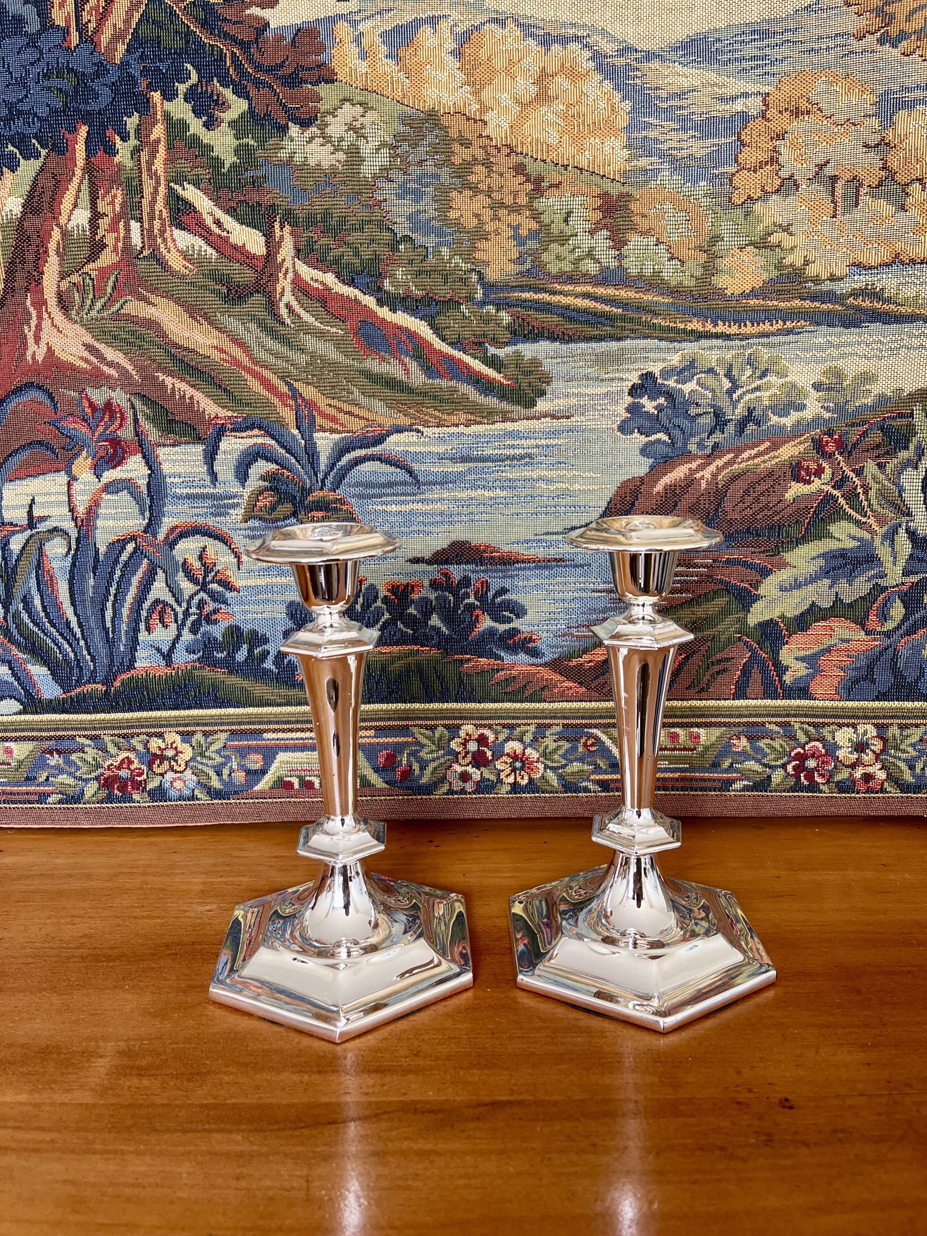 Pair of silver candlesticks