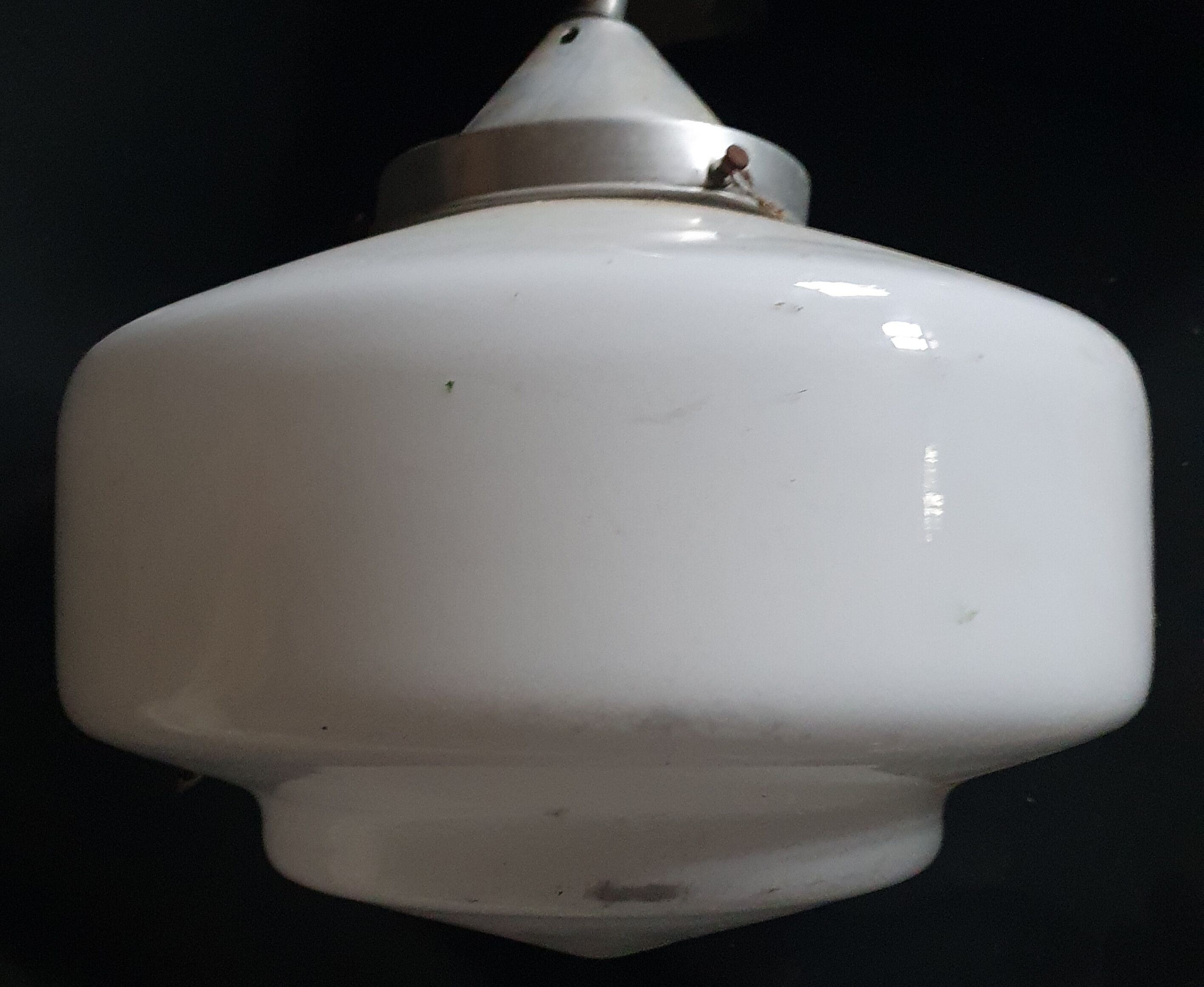 White opaline chandelier art deco