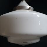 White opaline chandelier art deco