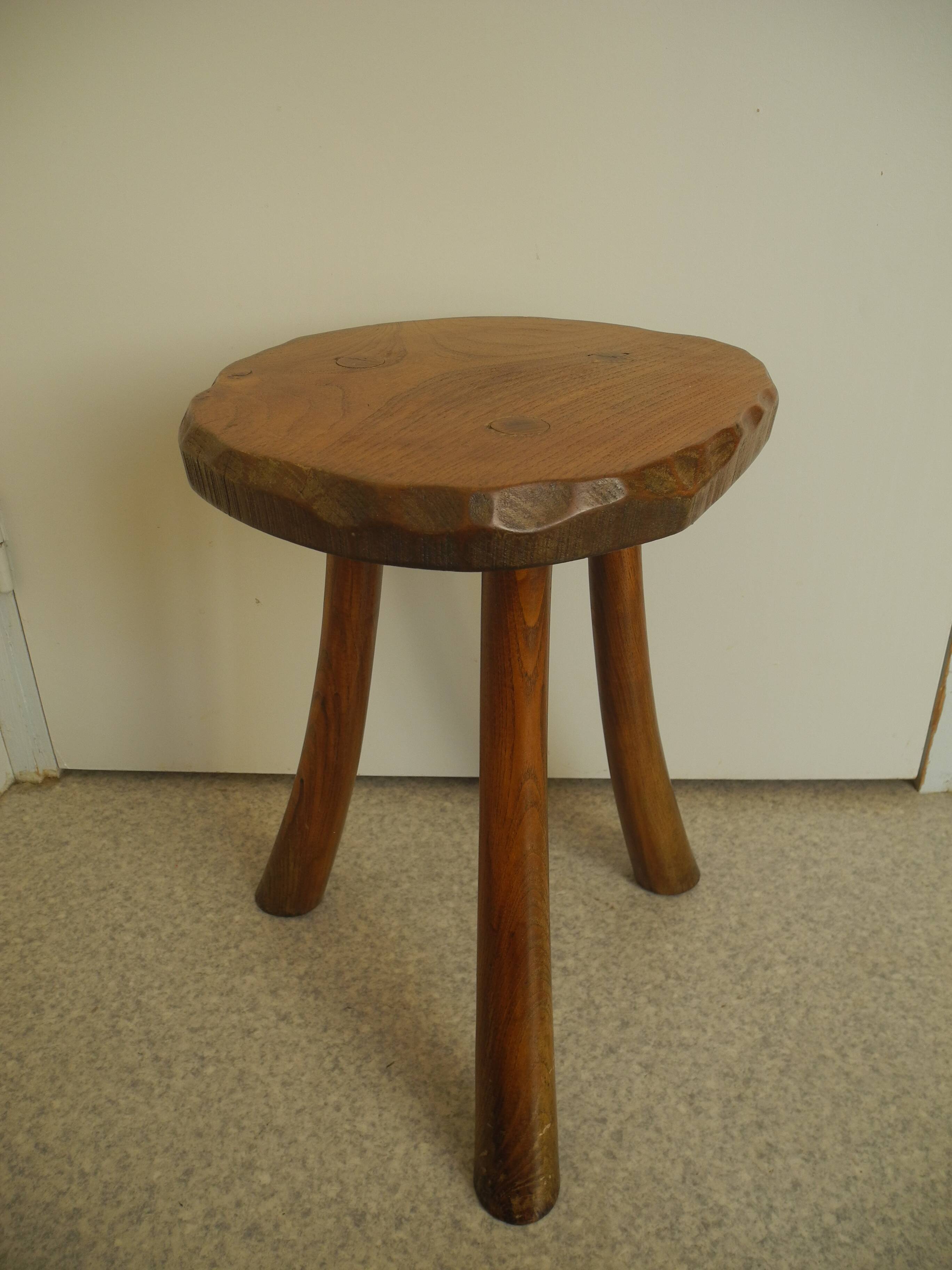 vintage wooden stool brutalist decor plant stand