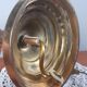 Table lamp bronze foot lampshade pagoda white and blue 50s