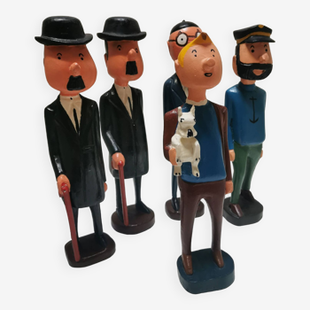 Personnages de tintin en bois