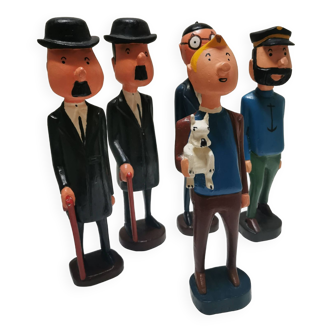 Personnages de tintin en bois