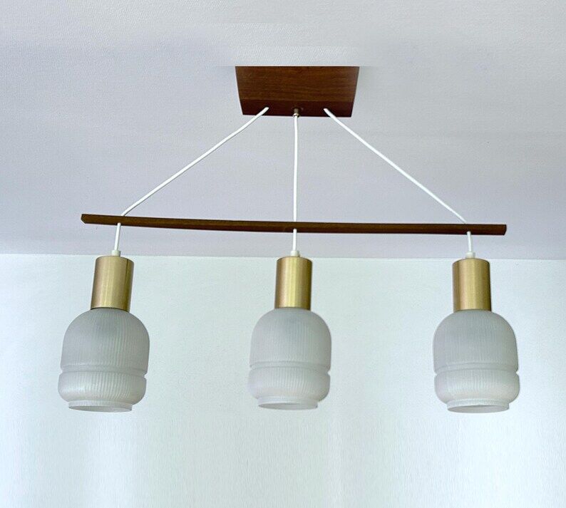 Mid Century Danish Teak Pendant  Light