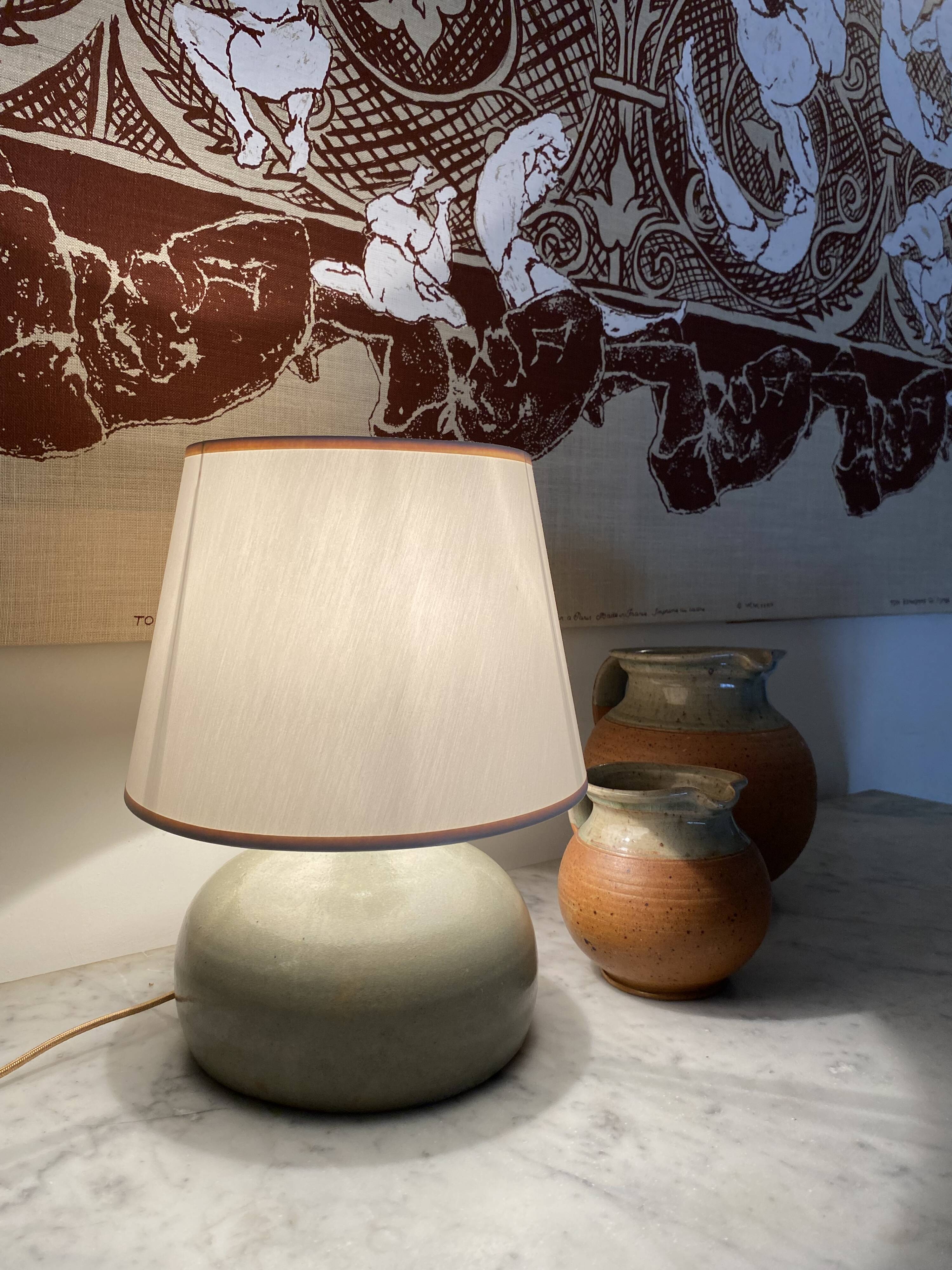 Lampe céramique, câble tissu 2m, abat-jour tissu