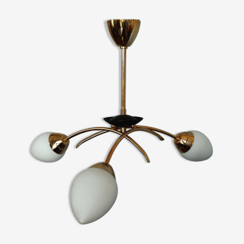 Suspension in brass and opaline of the 60s Arlus Lunel